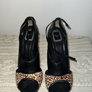 Dior Black and Leopard Print Heels